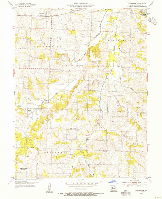 Classic USGS Centerview Missouri 7.5'x7.5' Topo Map Image