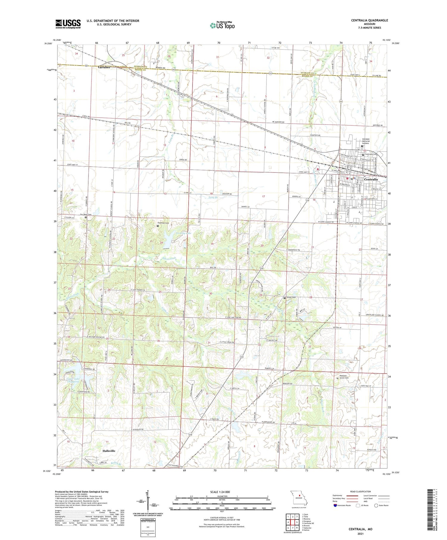 Centralia Missouri US Topo Map Image