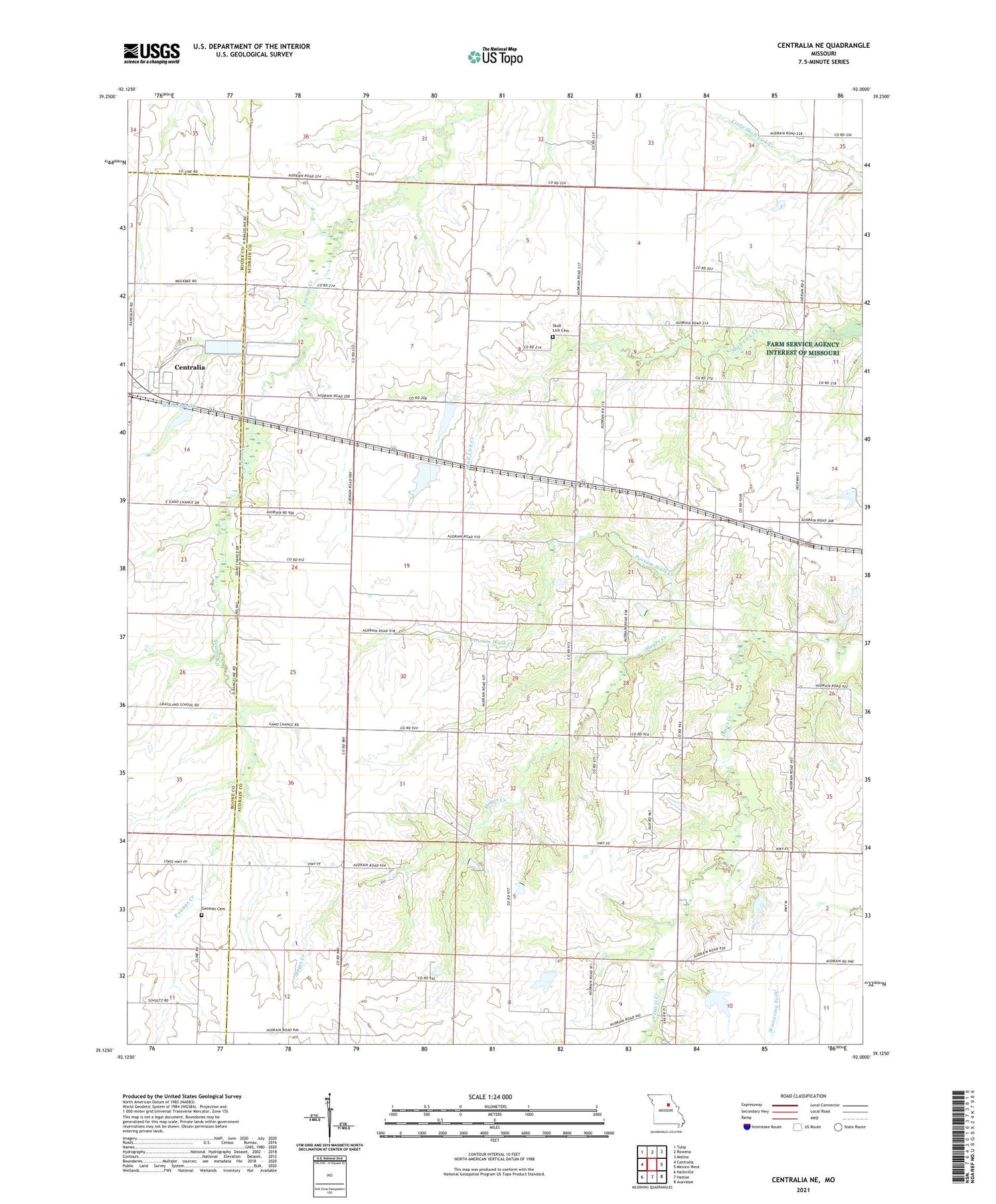 Centralia NE Missouri US Topo Map Image
