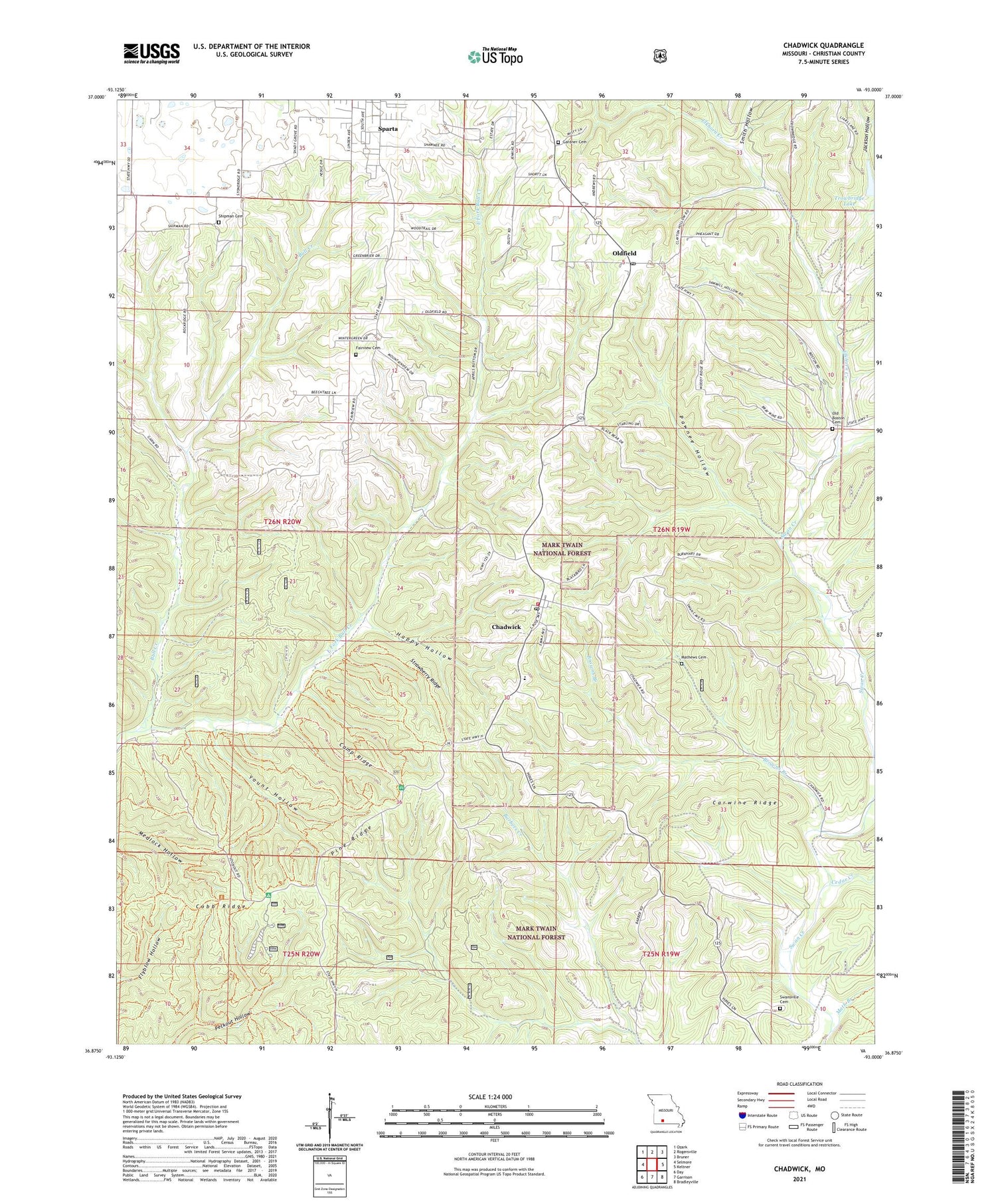 Chadwick Missouri US Topo Map Image