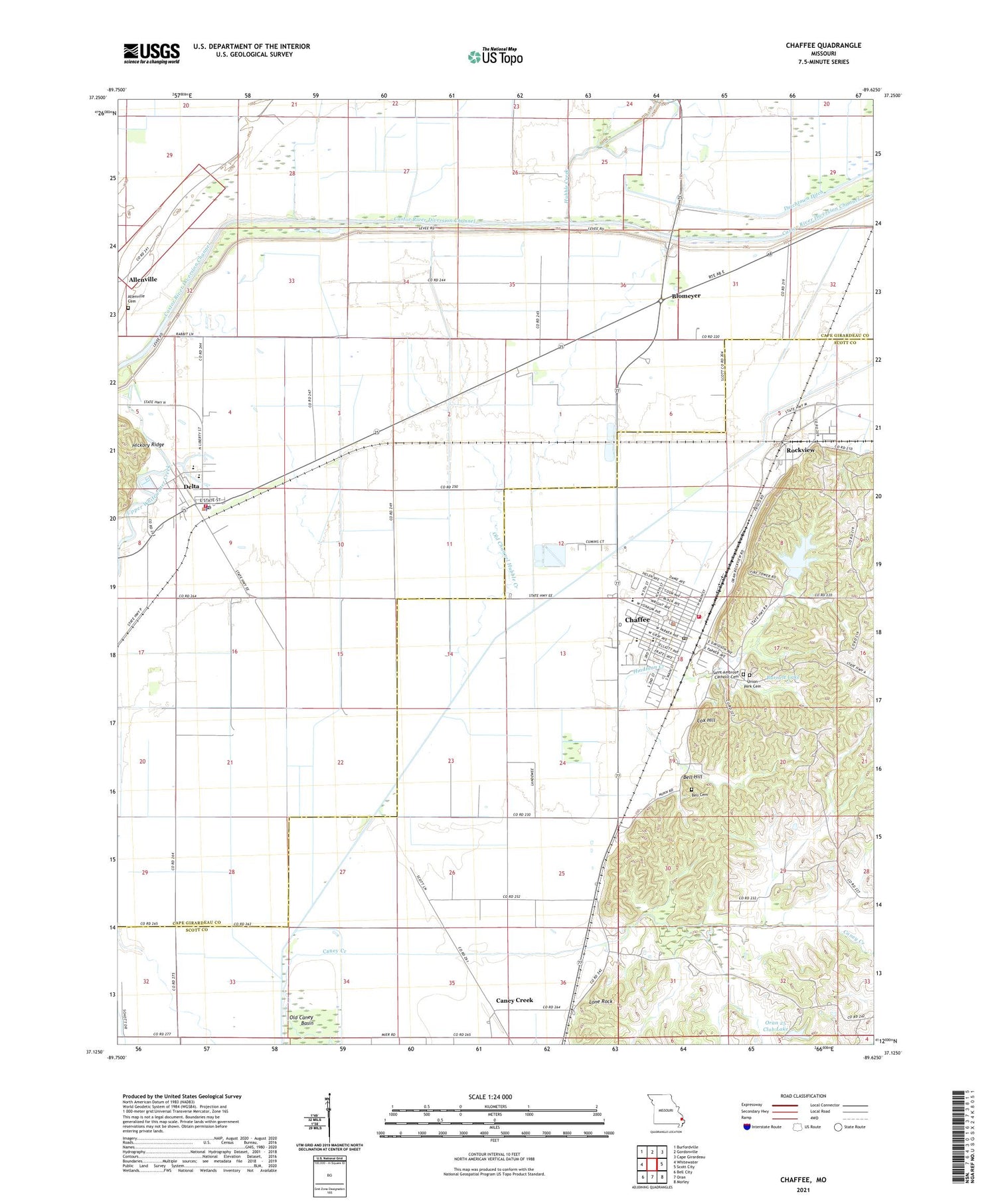 Chaffee Missouri US Topo Map Image