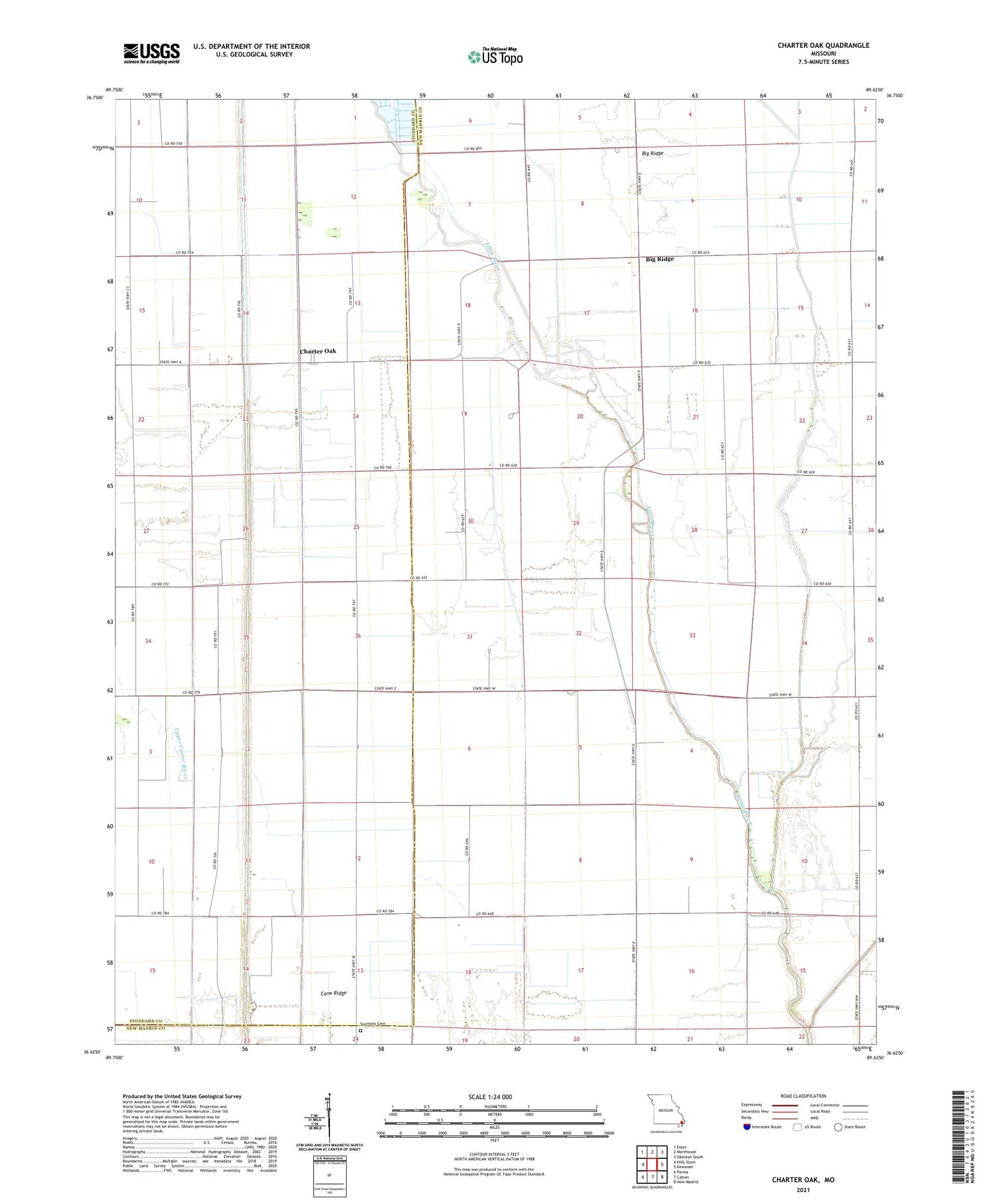 Charter Oak Missouri US Topo Map Image