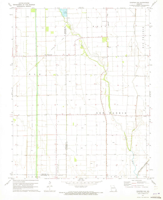Classic USGS Charter Oak Missouri 7.5'x7.5' Topo Map Image