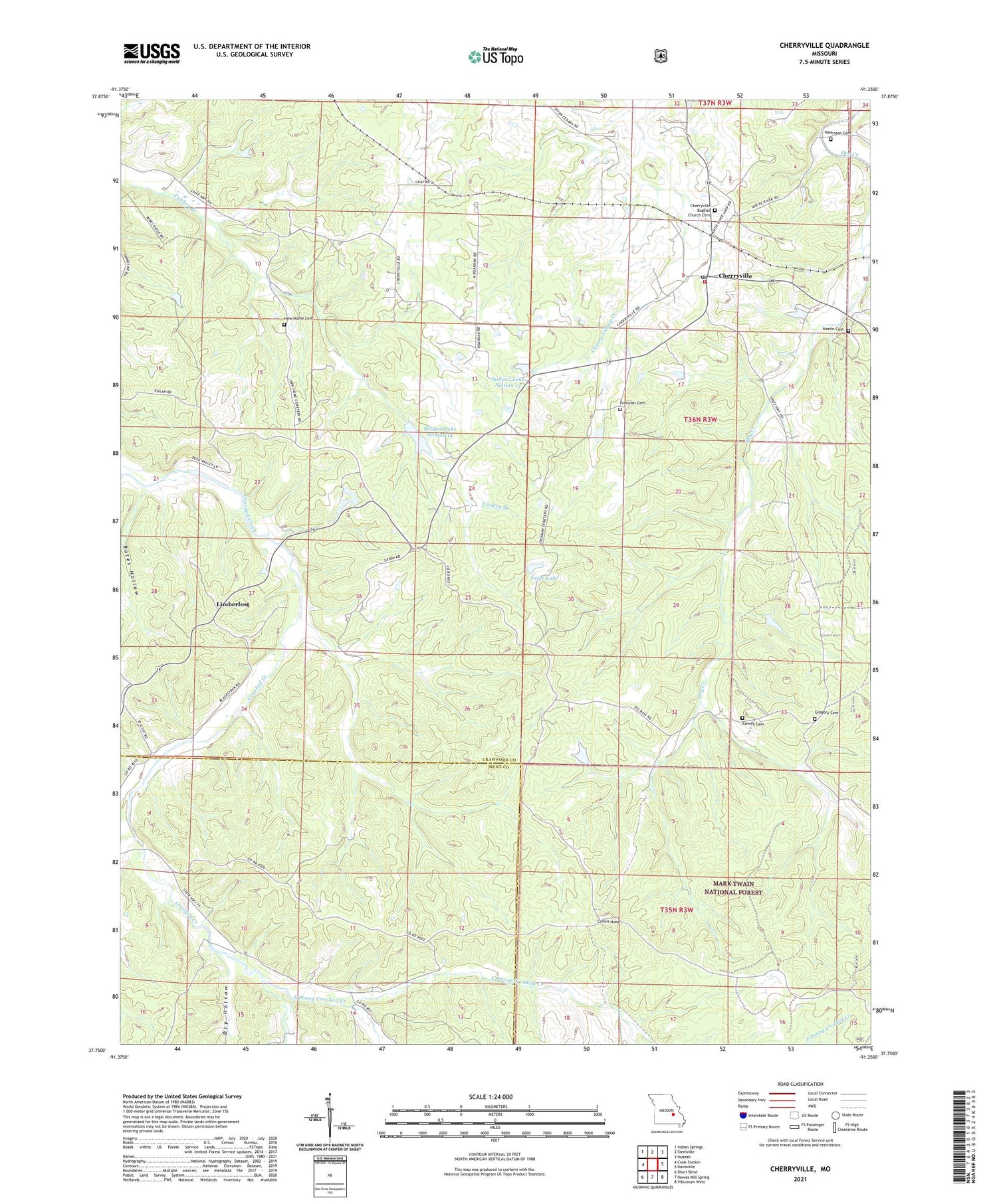 Cherryville Missouri US Topo Map Image
