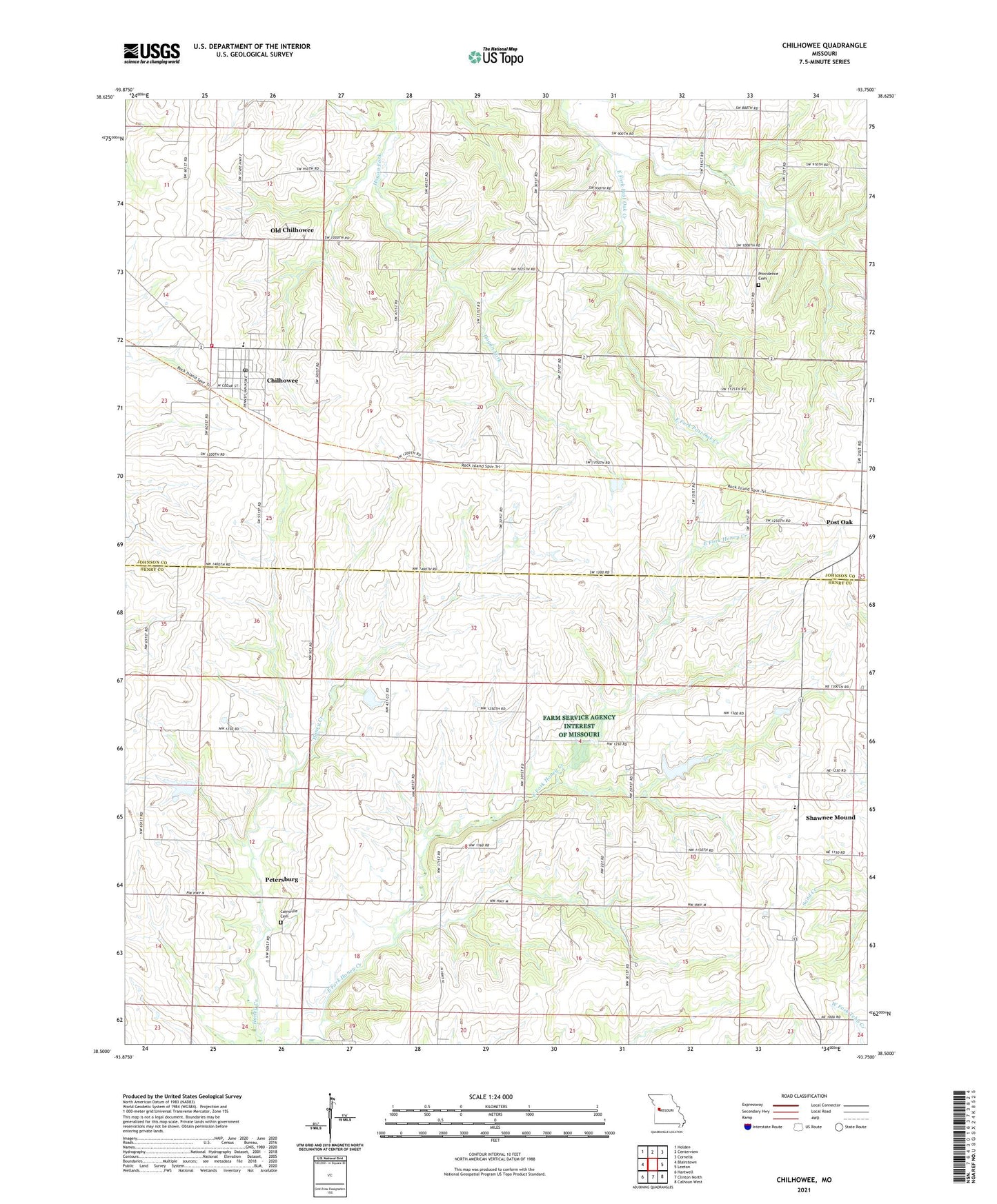Chilhowee Missouri US Topo Map Image