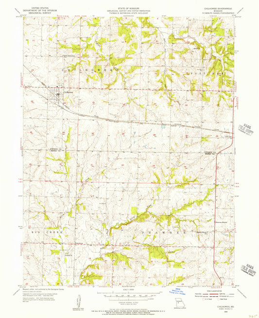 Classic USGS Chilhowee Missouri 7.5'x7.5' Topo Map Image