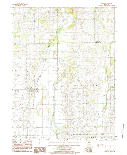 Classic USGS Chula Missouri 7.5'x7.5' Topo Map Image