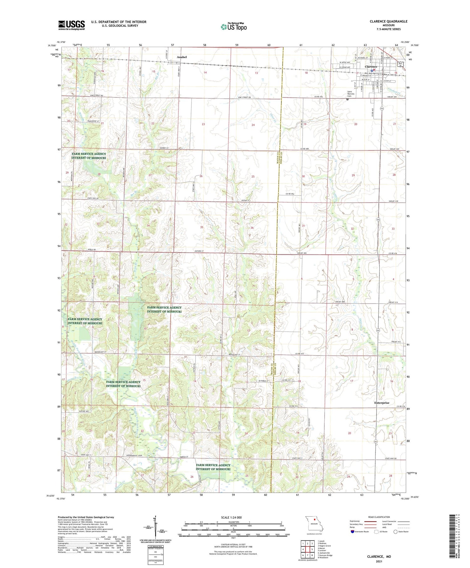 Clarence Missouri US Topo Map Image