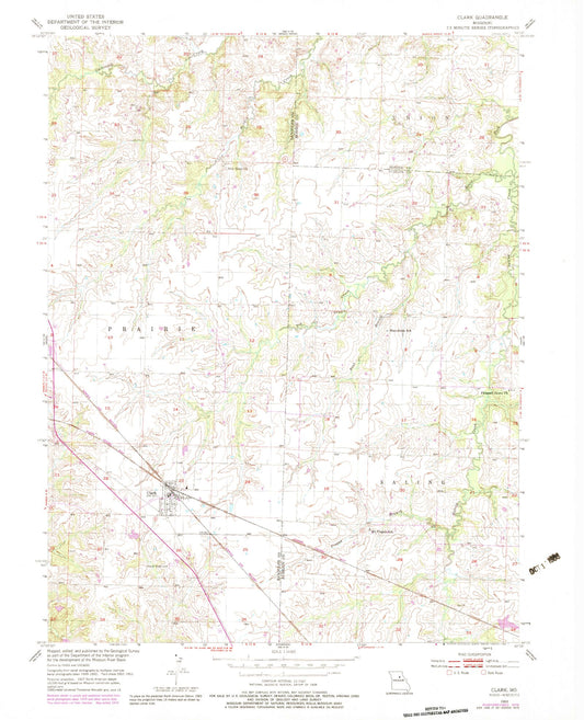 Classic USGS Clark Missouri 7.5'x7.5' Topo Map Image