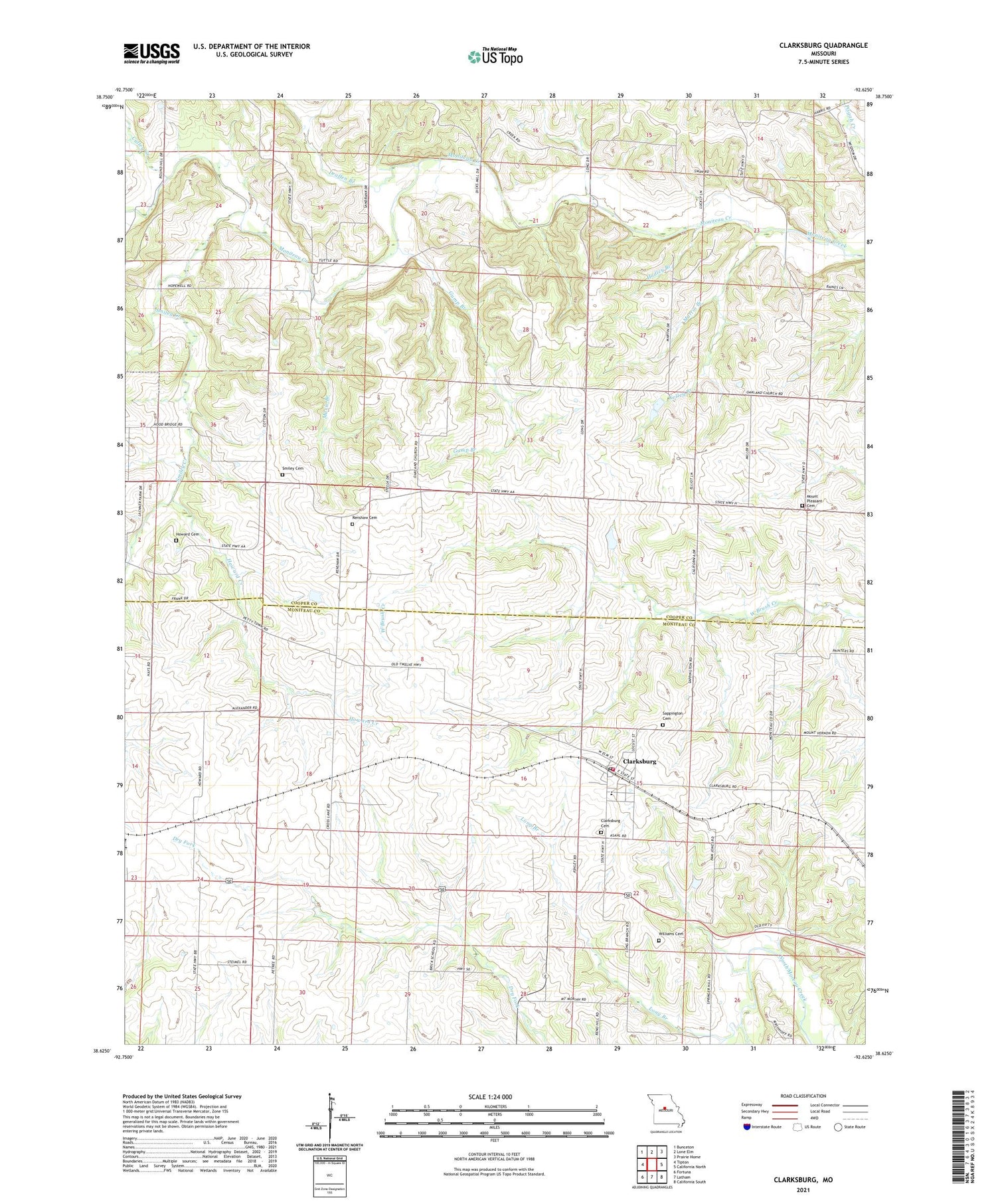 Clarksburg Missouri US Topo Map Image