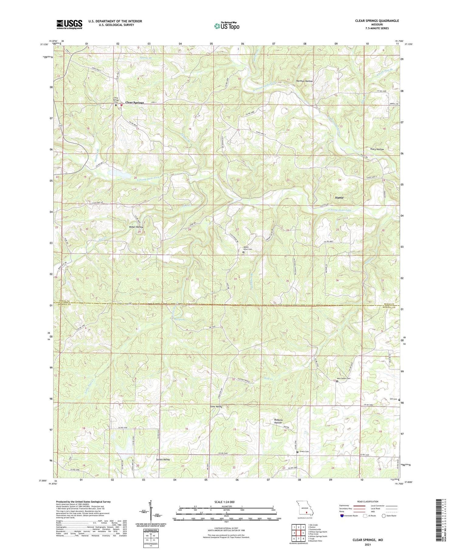 Clear Springs Missouri US Topo Map Image