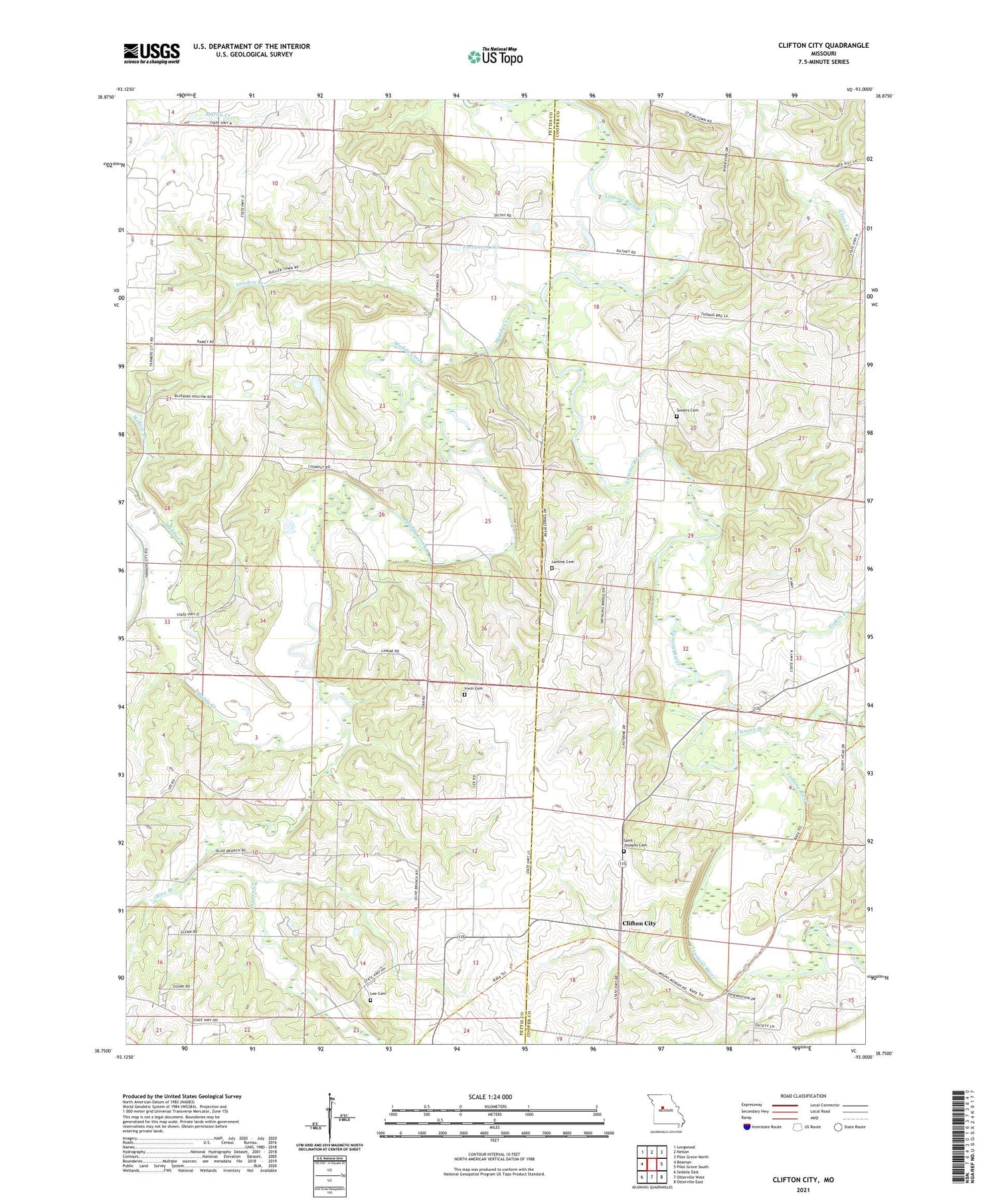 Clifton City Missouri US Topo Map Image