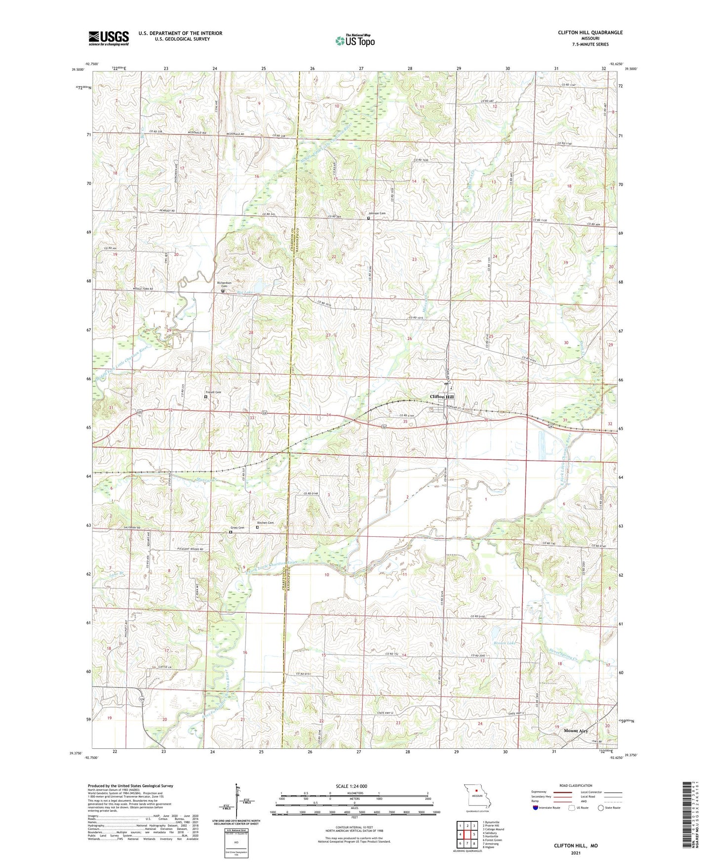 Clifton Hill Missouri US Topo Map Image