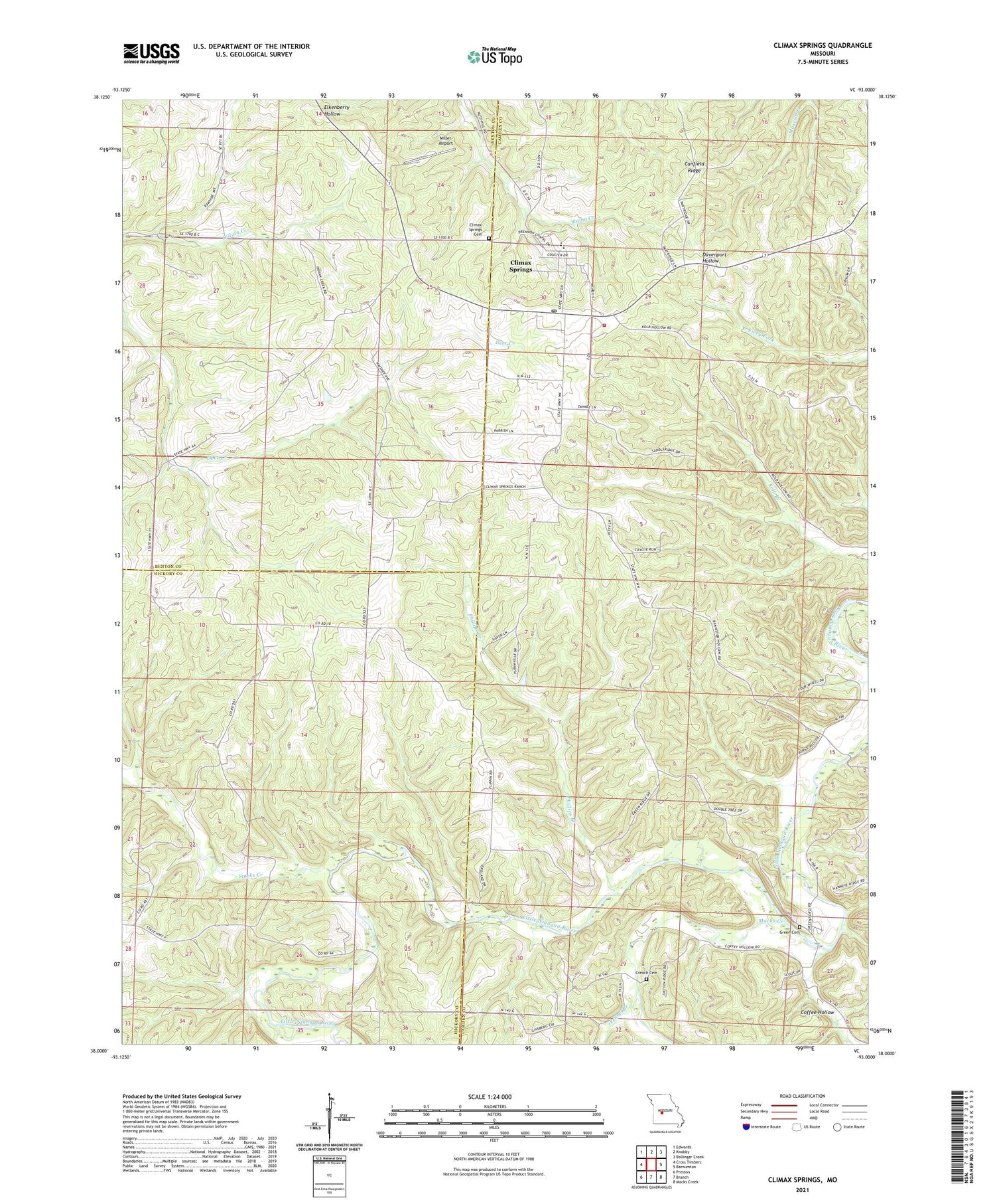 Climax Springs Missouri US Topo Map Image