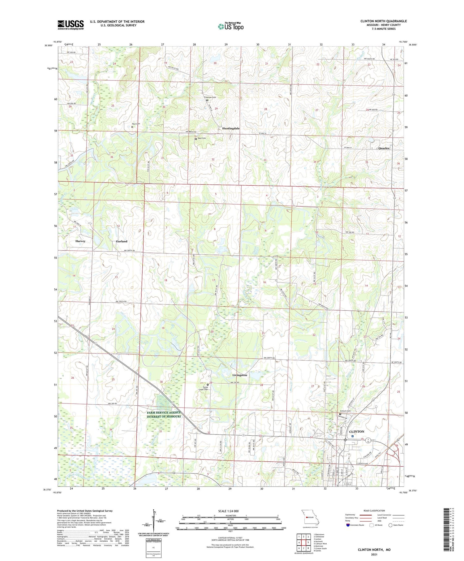 Clinton North Missouri US Topo Map Image