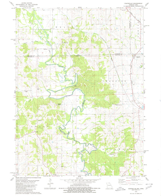 Classic USGS Coatsville Missouri 7.5'x7.5' Topo Map Image