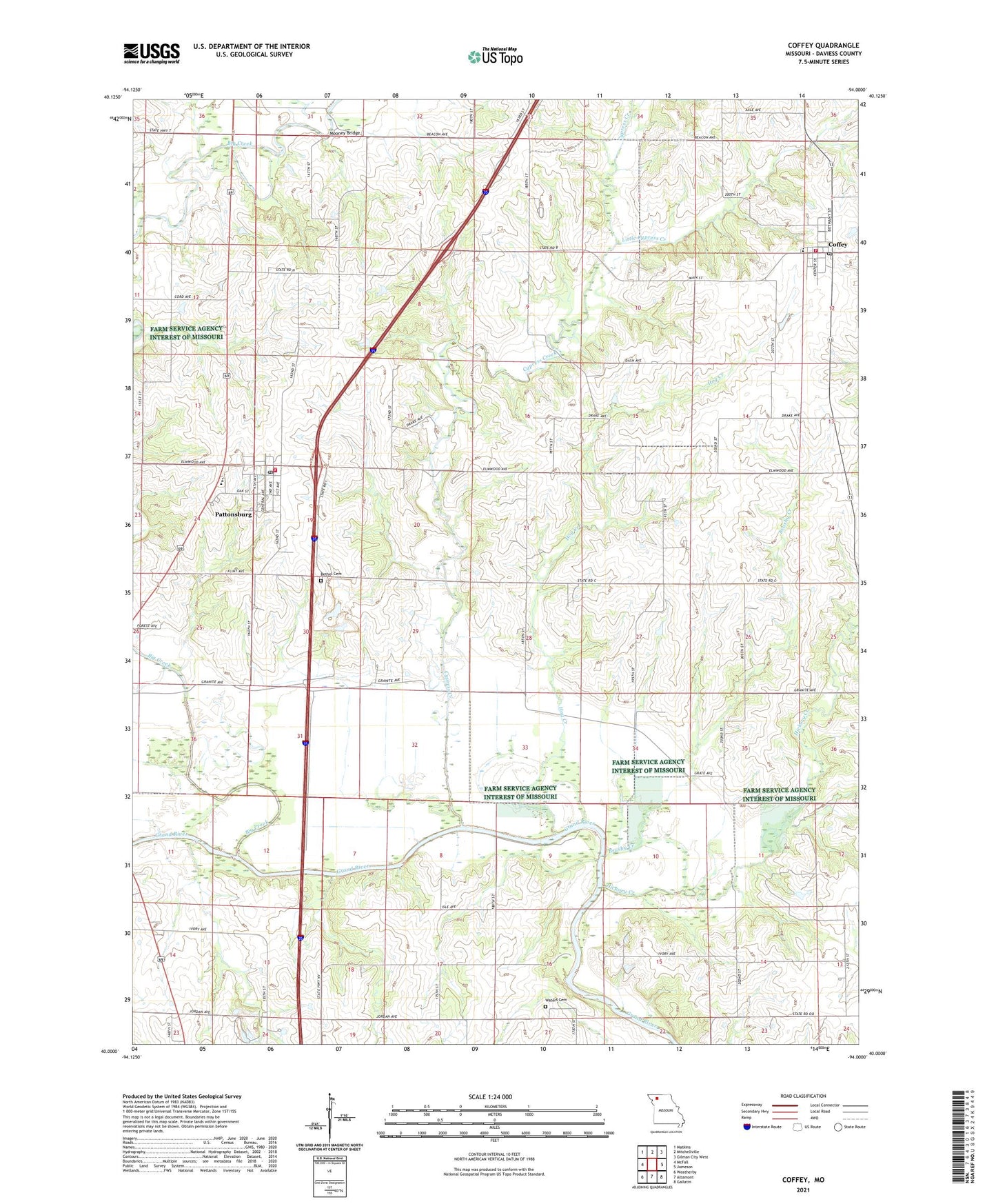 Coffey Missouri US Topo Map Image