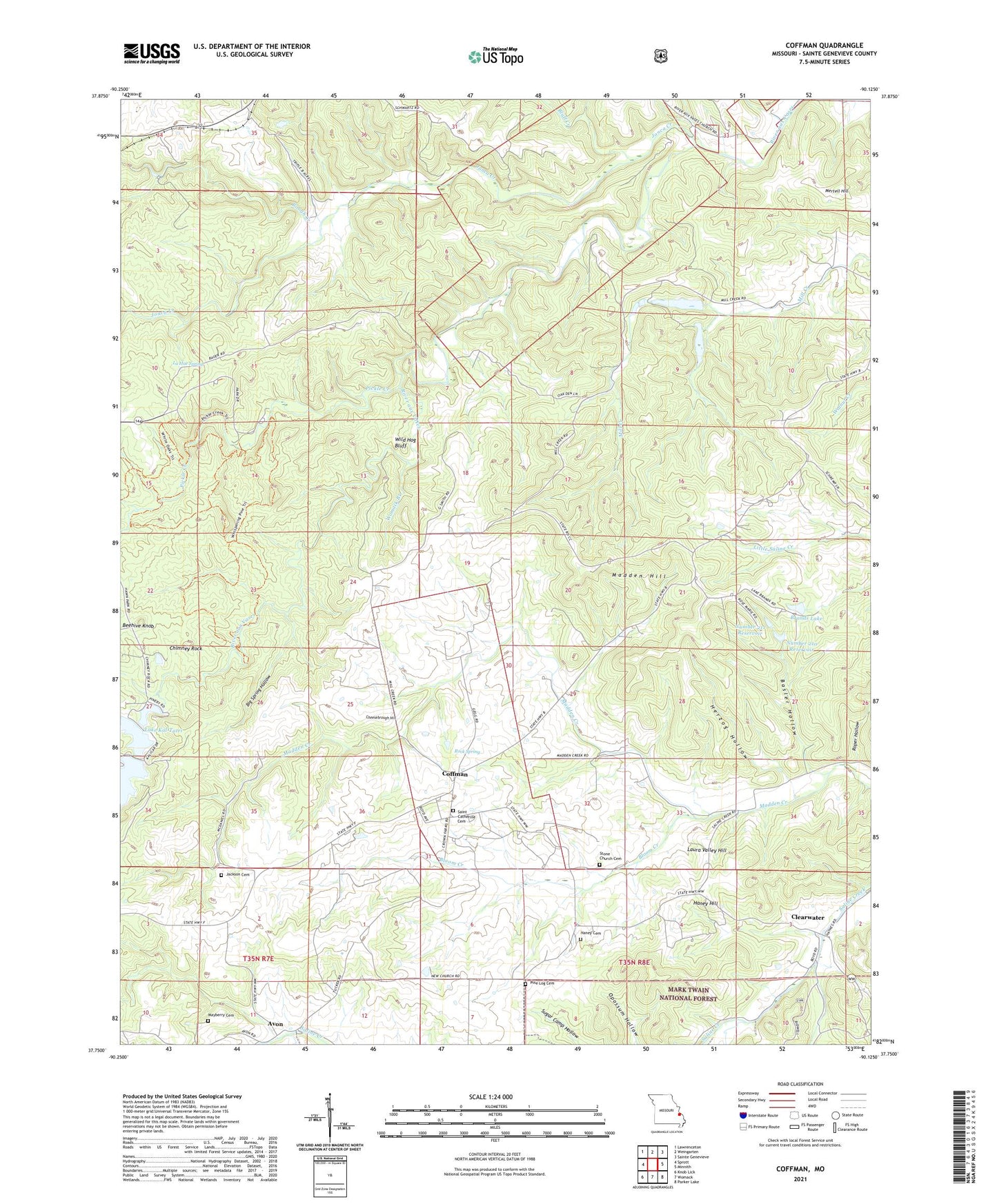 Coffman Missouri US Topo Map Image