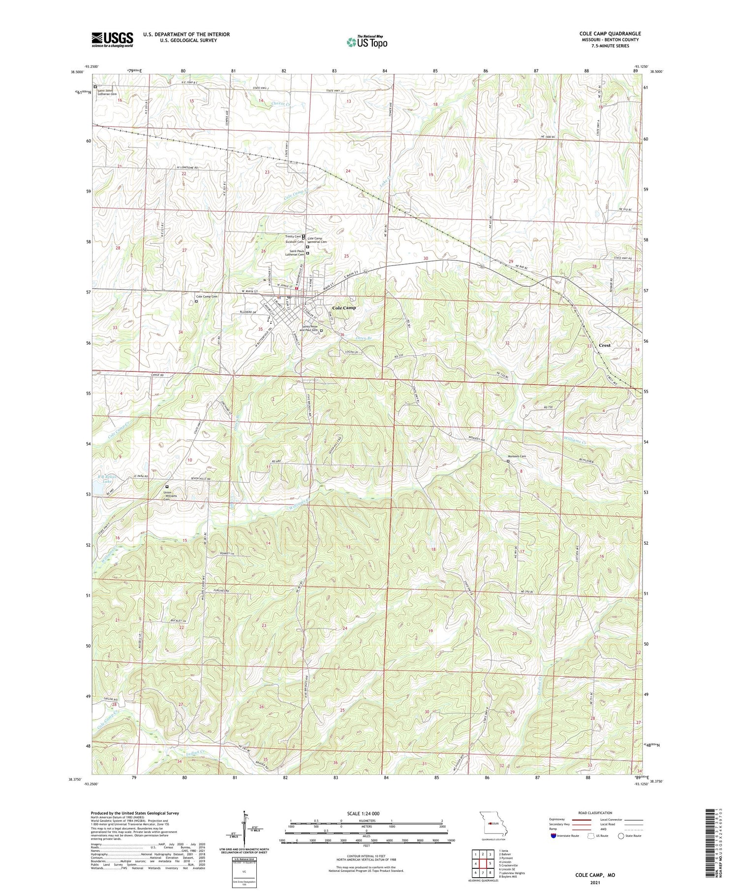 Cole Camp Missouri US Topo Map Image
