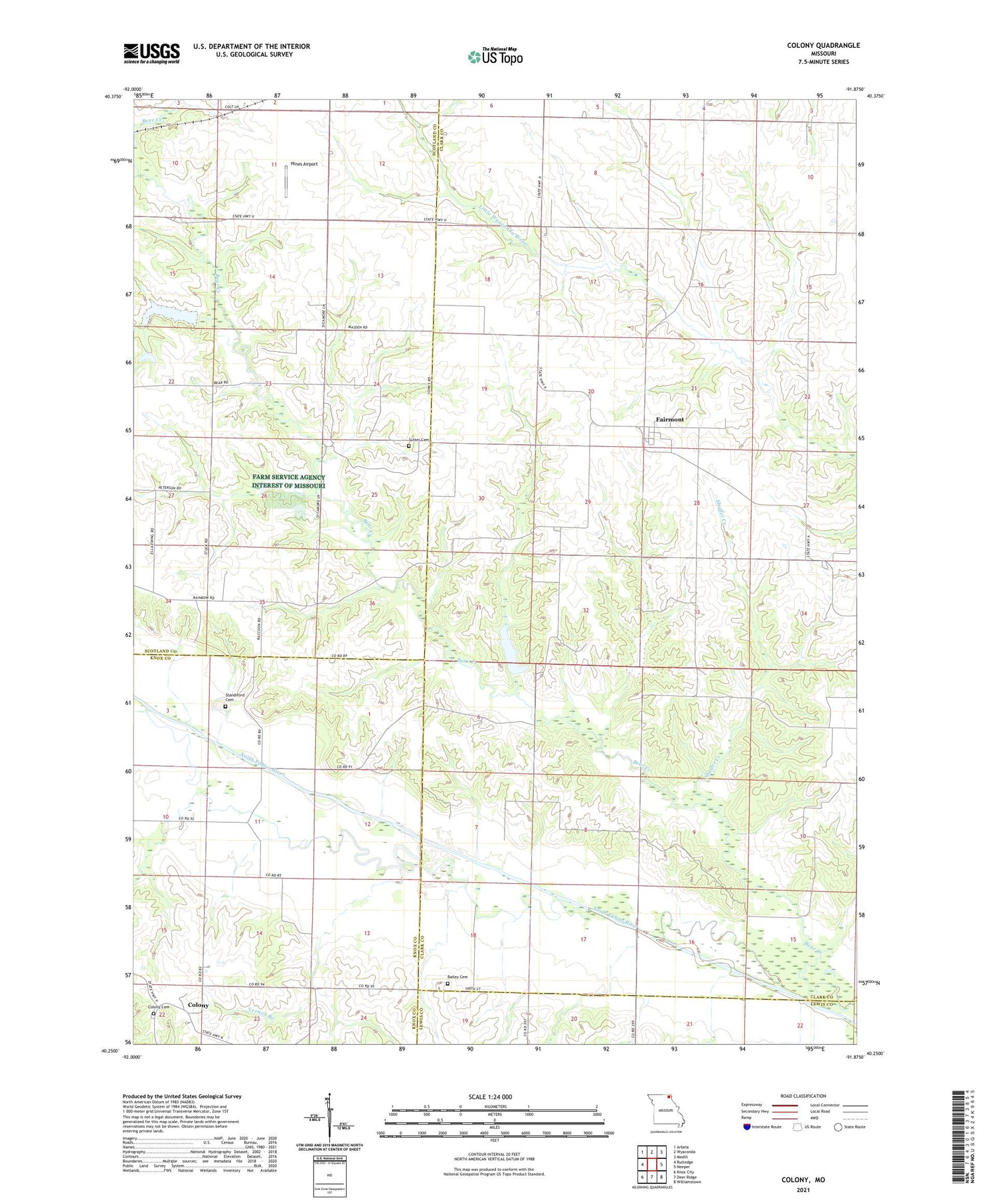 Colony Missouri US Topo Map Image