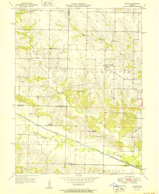 Classic USGS Colony Missouri 7.5'x7.5' Topo Map Image