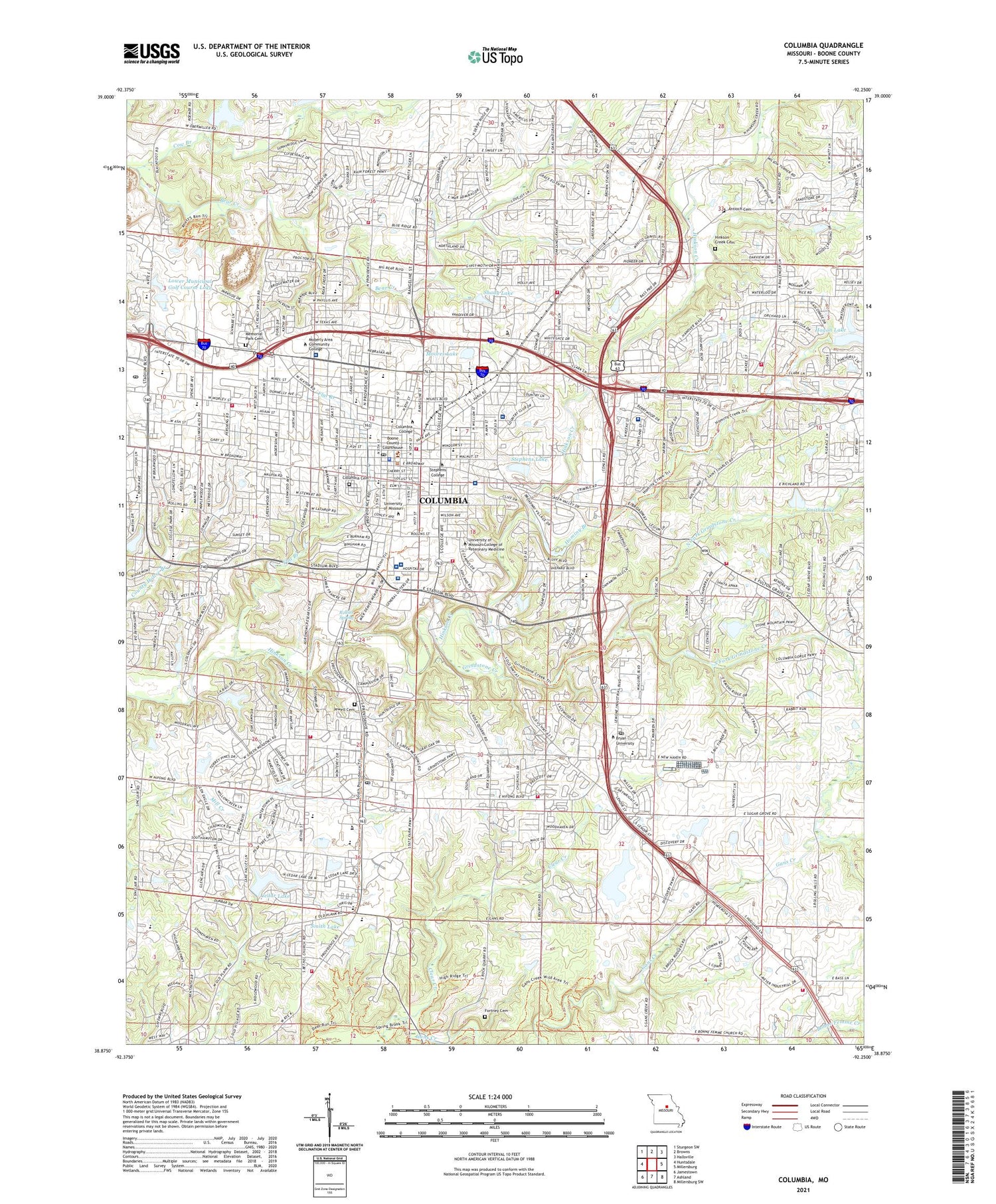 Columbia Missouri US Topo Map Image