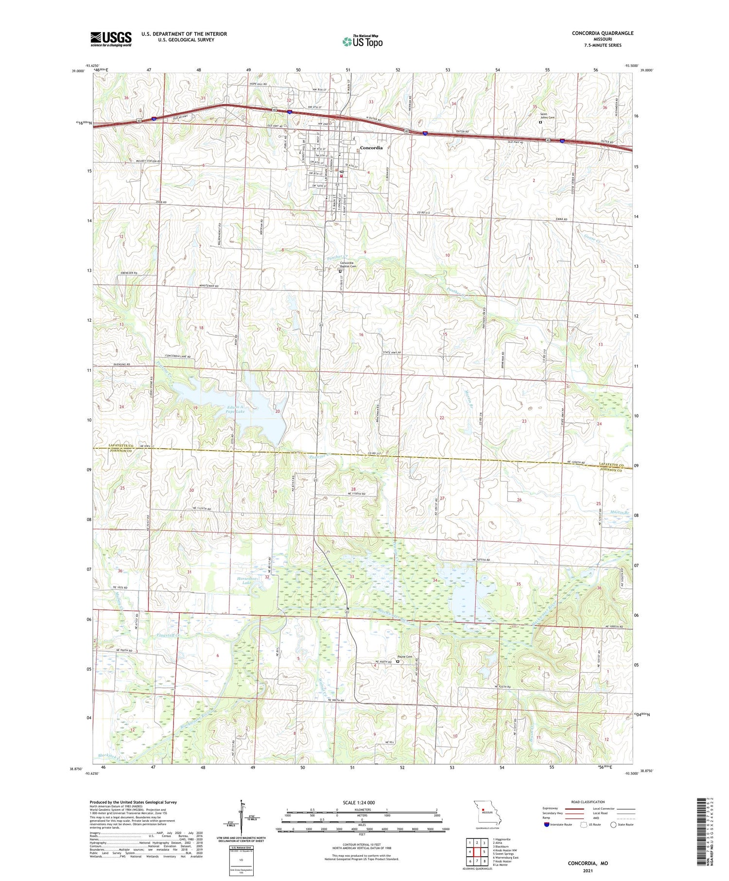 Concordia Missouri US Topo Map Image