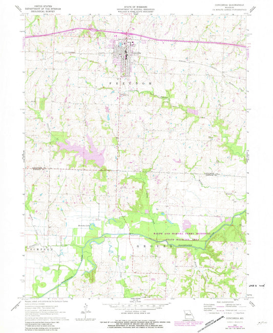 Classic USGS Concordia Missouri 7.5'x7.5' Topo Map Image