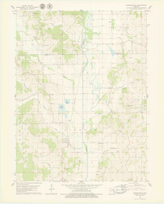 Classic USGS Connelsville Missouri 7.5'x7.5' Topo Map Image