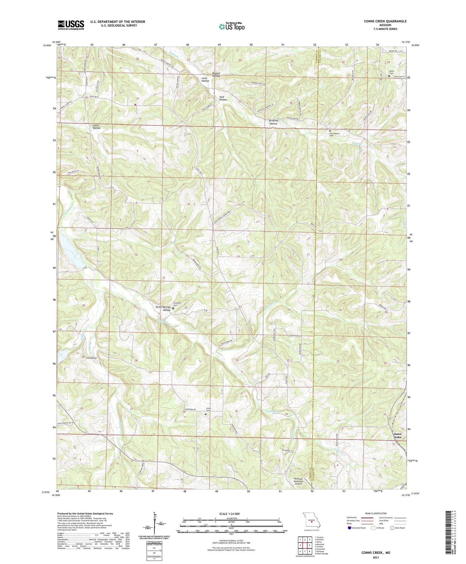 Conns Creek Missouri US Topo Map Image