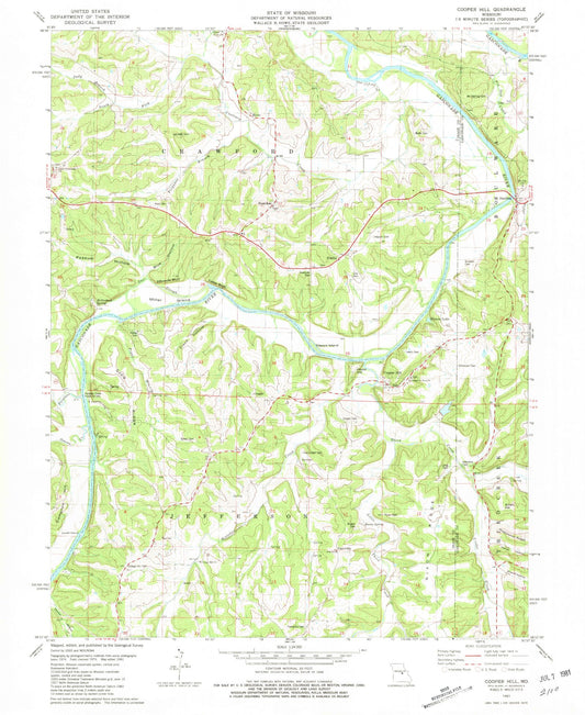 Classic USGS Cooper Hill Missouri 7.5'x7.5' Topo Map Image