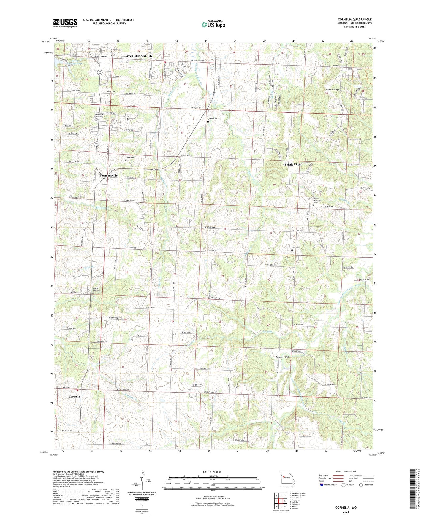 Cornelia Missouri US Topo Map Image