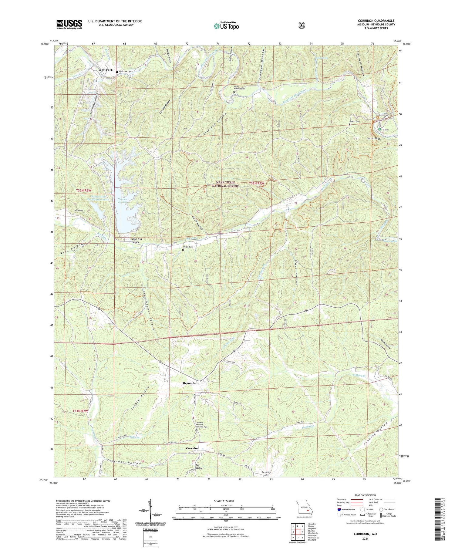 Corridon Missouri US Topo Map Image