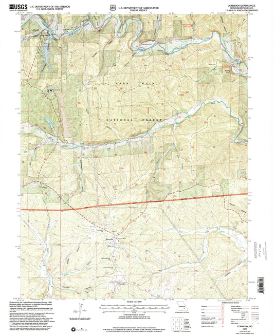 Classic USGS Corridon Missouri 7.5'x7.5' Topo Map Image