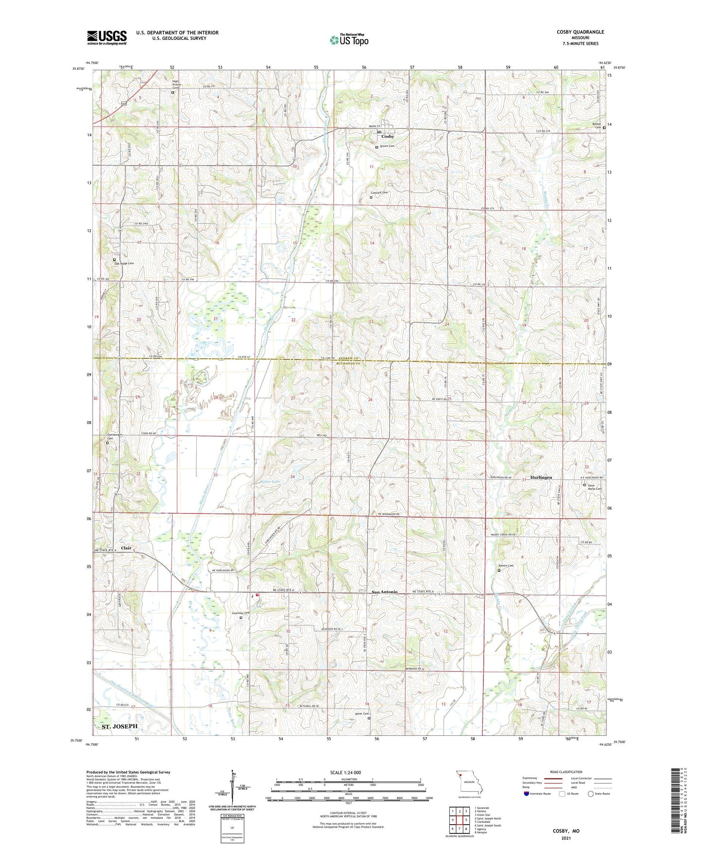 Cosby Missouri US Topo Map Image