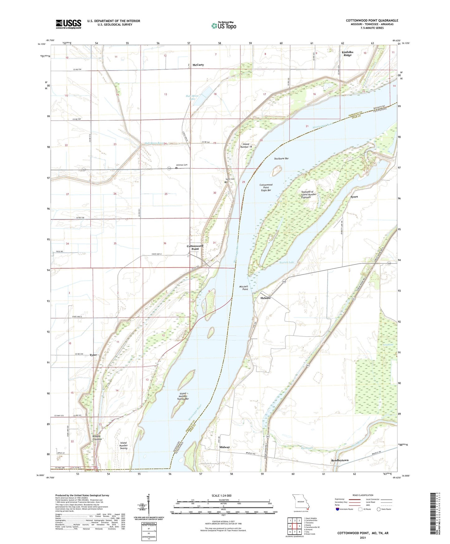 Cottonwood Point Missouri US Topo Map Image