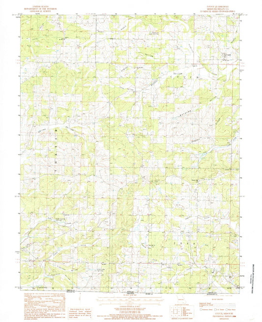 Classic USGS Couch Missouri 7.5'x7.5' Topo Map Image