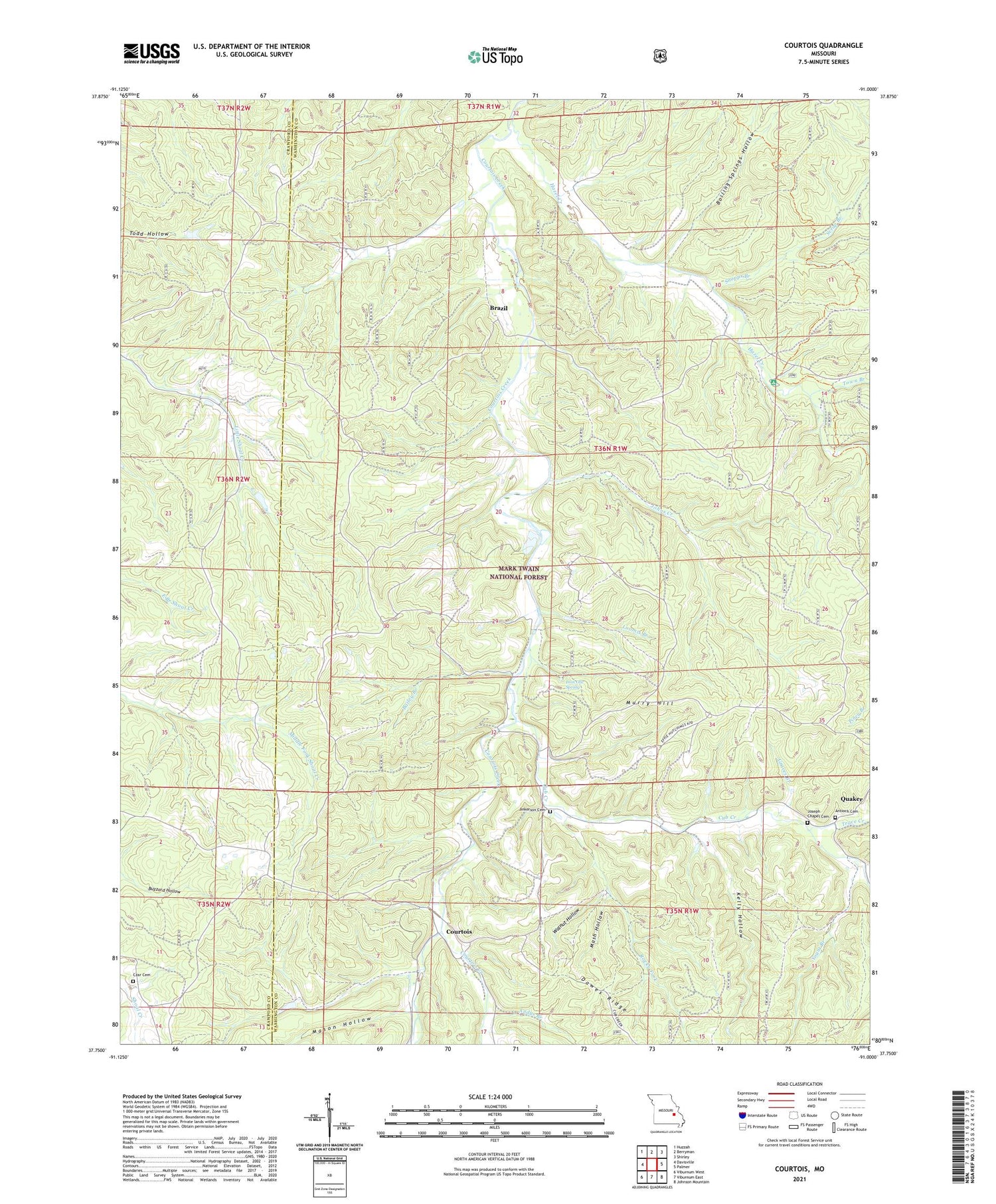 Courtois Missouri US Topo Map Image