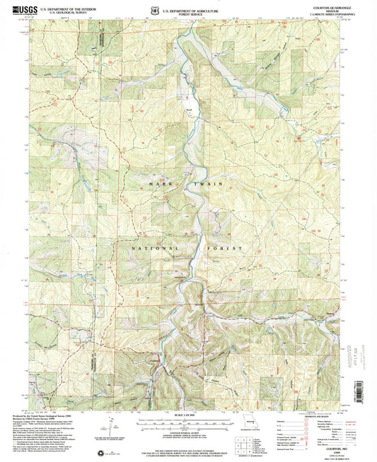 Classic USGS Courtois Missouri 7.5'x7.5' Topo Map Image
