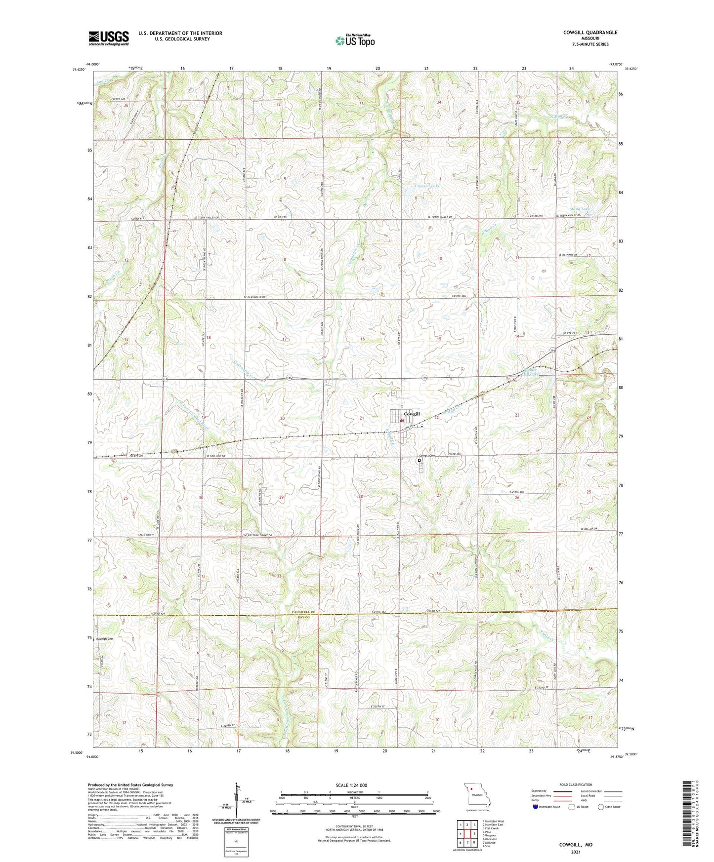 Cowgill Missouri US Topo Map Image