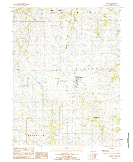 Classic USGS Cowgill Missouri 7.5'x7.5' Topo Map Image