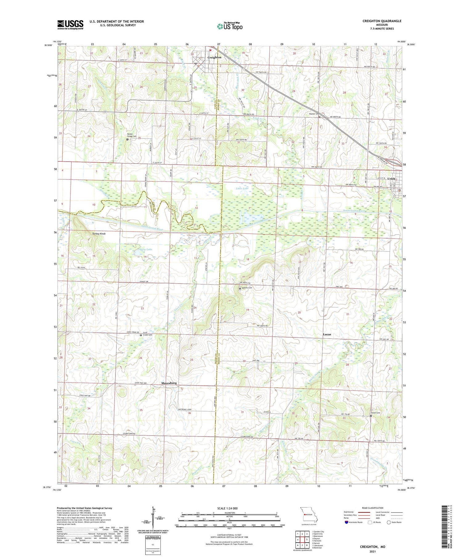 Creighton Missouri US Topo Map Image