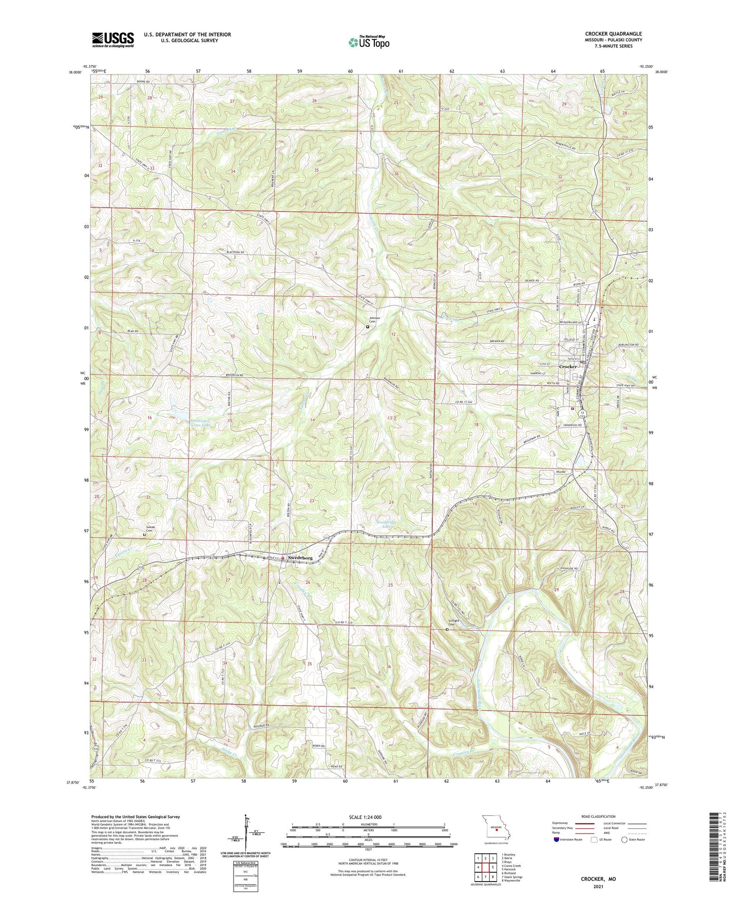 Crocker Missouri US Topo Map Image
