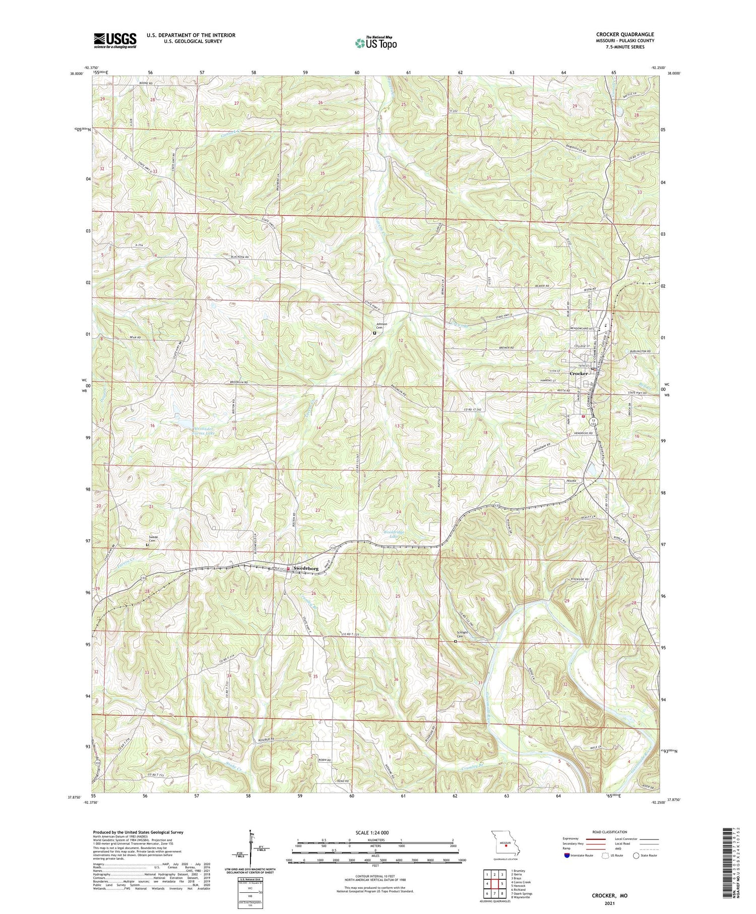 Crocker Missouri US Topo Map Image