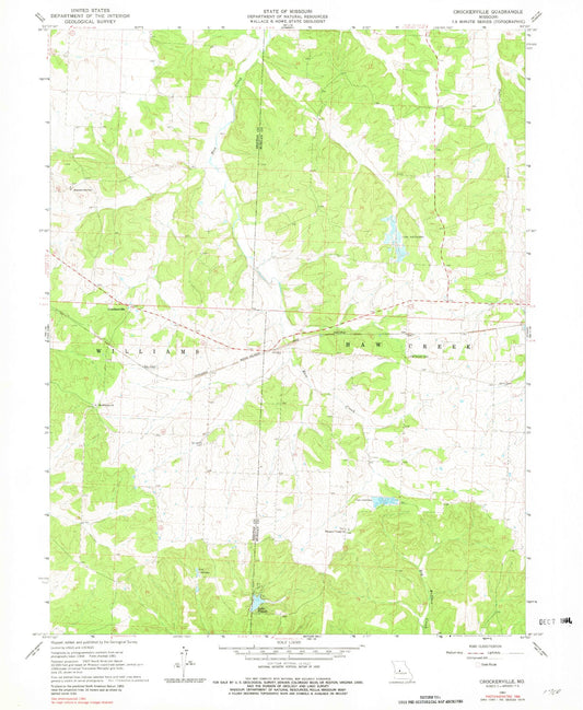 Classic USGS Crockerville Missouri 7.5'x7.5' Topo Map Image