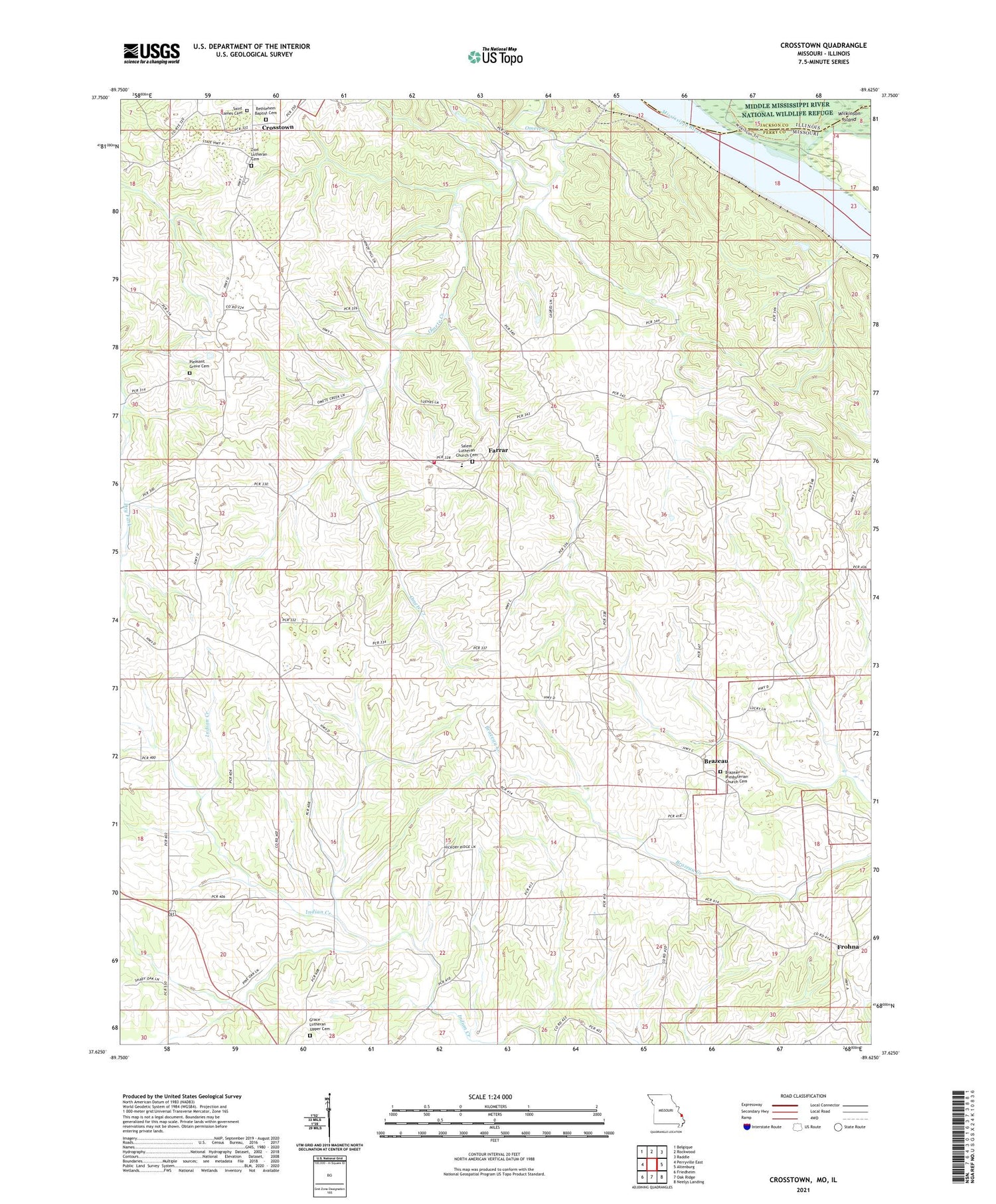 Crosstown Missouri US Topo Map Image