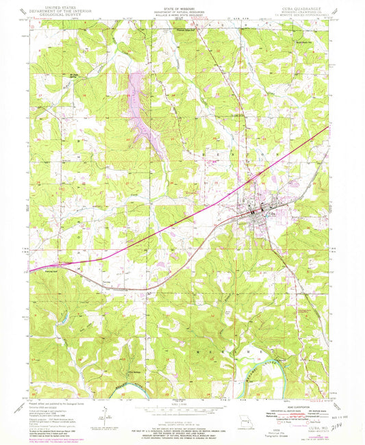 Classic USGS Cuba Missouri 7.5'x7.5' Topo Map Image