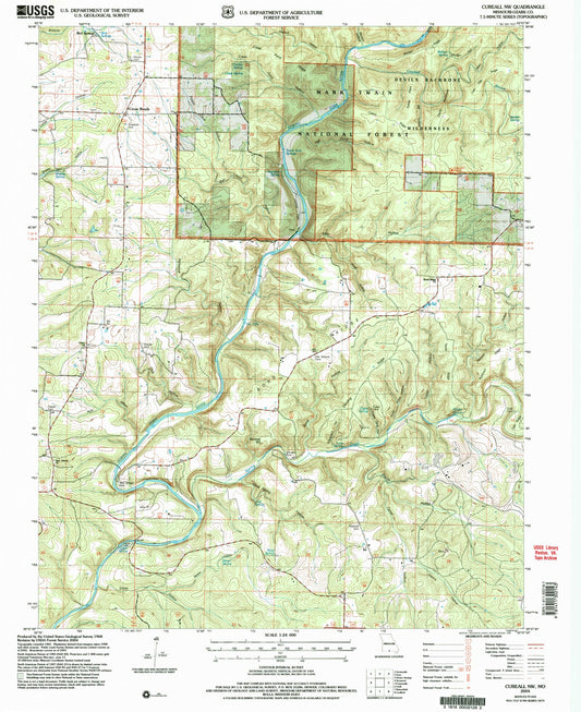 Classic USGS Cureall NW Missouri 7.5'x7.5' Topo Map Image