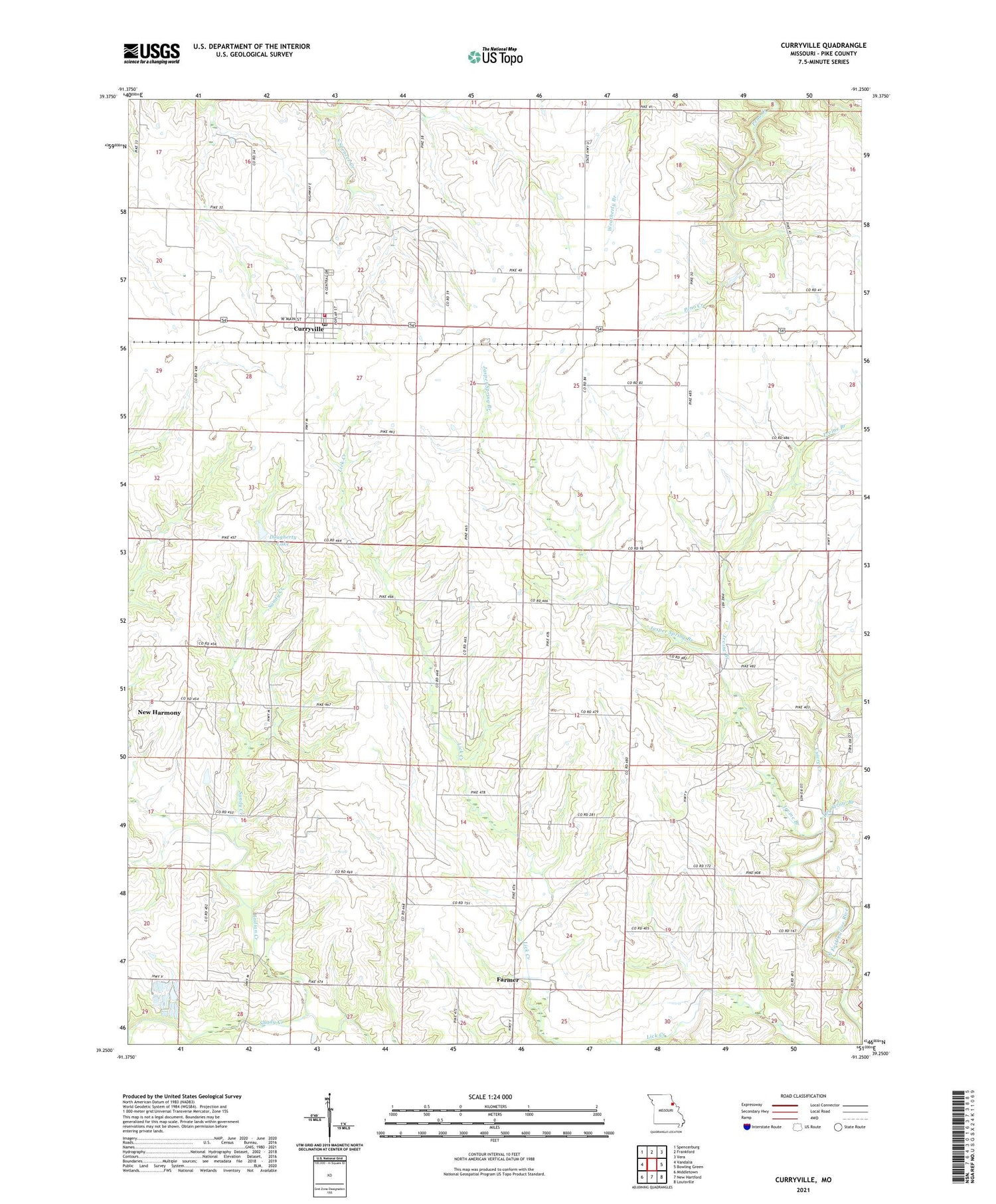 Curryville Missouri US Topo Map Image