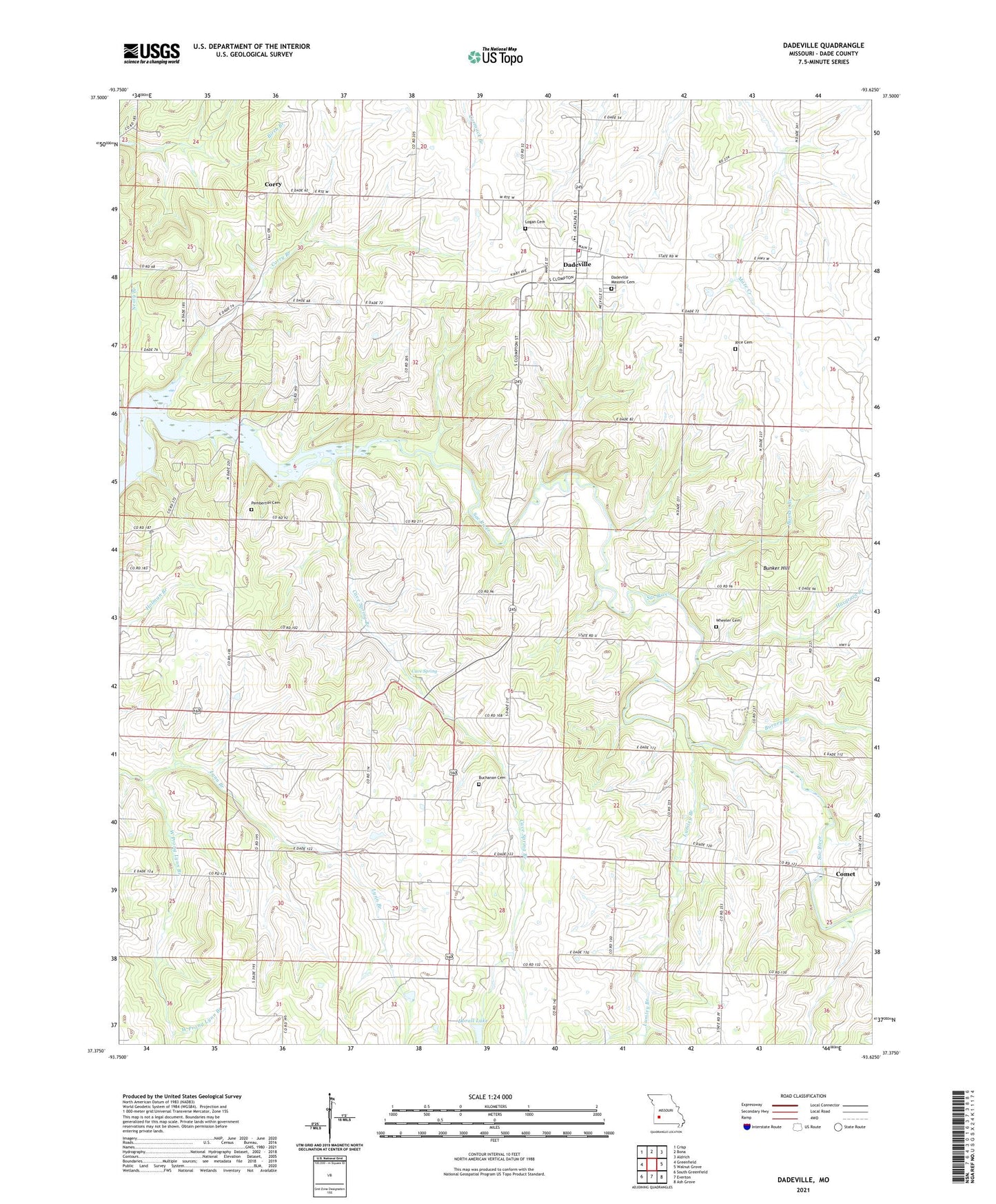 Dadeville Missouri US Topo Map Image